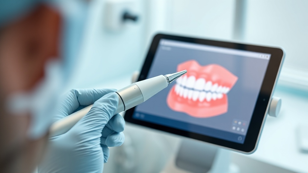 Escáner intraoral 3D capturando la mordida del paciente